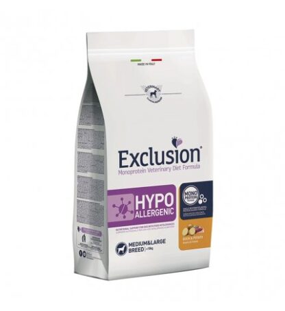 DORADO EXCLUSION CANE DIET ADULT MEDIUM LARGE HYPOALLERGENIC ANATRA E PATATE DA 12 KG