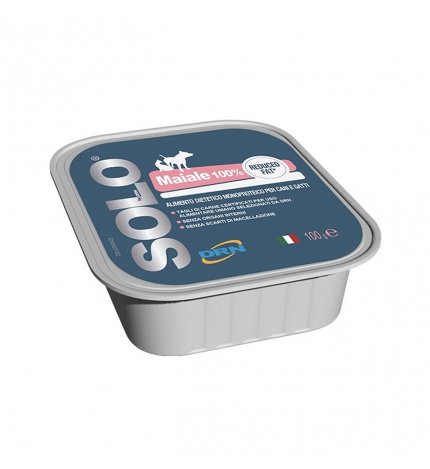 DRN CANE E GATTO SOLO BLU MAIALE LOW FAT DIETETICO MONOPROTEICO DA 100 GR IN VASCHETTA