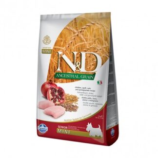 FARMINA N&D ANCESTRAL GRAIN LOW GRAIN CANE SENIOR MINI POLLO, FARRO, AVENA E MELOGRANO DA 2,5 KG