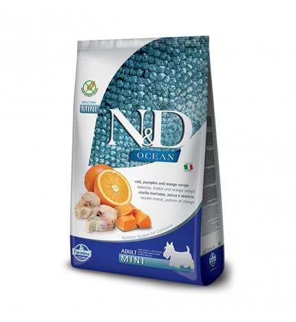 FARMINA N&D DELICIOUS CANE ADULT MINI OCEAN PUMPKIN AL MERLUZZO, ZUCCA E ARANCIA DA 7 KG