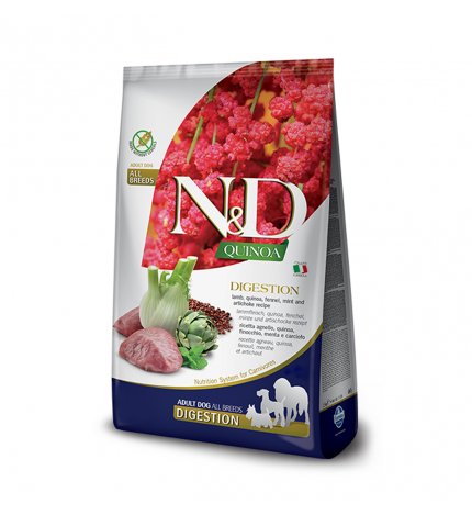 FARMINA N&D DELICIOUS GRAIN FREE CANE ADULT DIGESTION ALLA QUINOA E AGNELLO DA 7 KG