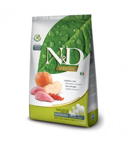 FARMINA N&D DELICIOUS GRAIN FREE CANE ADULT MEDIUM MAXI AL CINGHIALE & MELA DA 12 KG