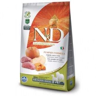 FARMINA N&D DELICIOUS GRAIN FREE CANE ADULT MEDIUM & MAXI CON CINGHIALE ZUCCA MELA DA 12 KG