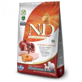 FARMINA N&D DELICIOUS GRAIN FREE CANE ADULT MEDIUM & MAXI CON POLLO ZUCCA MELOGRANO DA 12 KG
