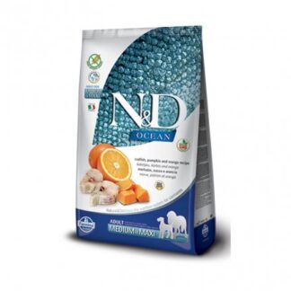 FARMINA N&D DELICIOUS GRAIN FREE CANE ADULT MEDIUM & MAXI OCEAN CON MERLUZZO E ZUCCA DA 12 KG