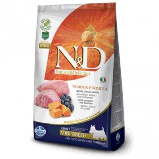 FARMINA N&D DELICIOUS GRAIN FREE CANE ADULT MINI CON AGNELLO ZUCCA MIRTILLO DA 800 GR