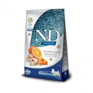 FARMINA N&D DELICIOUS GRAIN FREE CANE ADULT MINI OCEAN CON MERLUZZO ZUCCA E ARANCIA DA 2,5 KG