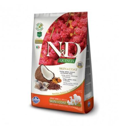 FARMINA N&D DELICIOUS GRAIN FREE CANE ADULT SKIN & COAT ALLA QUINOA E ARINGA DA 7 KG