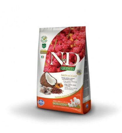 FARMINA N&D DELICIOUS GRAIN FREE CANE ADULT SKIN & COAT ALLA QUINOA E ARINGHE DA 2,5 KG