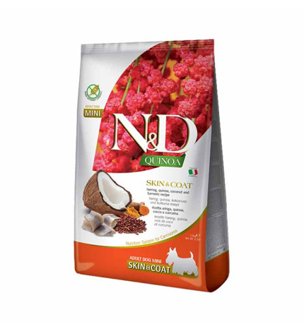 Farmina n&d delicious grain free cane adult quinoa skin & coat mini aringhe da 800 gr