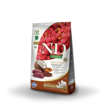 FARMINA N&D DELICIOUS GRAIN FREE CANE ADULT SKIN & COAT ALLA QUINOA E CERVO DA 2,5 KG