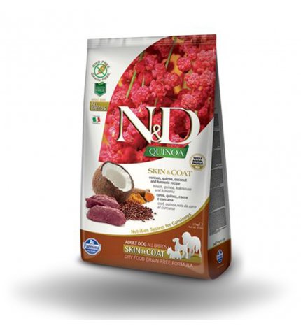 FARMINA N&D DELICIOUS GRAIN FREE CANE ADULT SKIN & COAT ALLA QUINOA E CERVO DA 7 KG