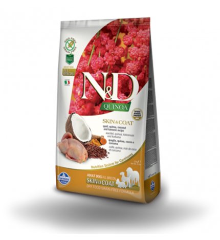 FARMINA N&D DELICIOUS GRAIN FREE CANE ADULT SKIN & COAT ALLA QUINOA E QUAGLIA DA 7 KG