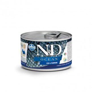 FARMINA N&D DELICIOUS GRAIN FREE CANE OCEAN CON MERLUZZO E ZUCCA DA 140 GR IN LATTINA