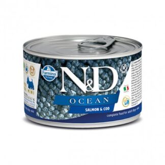 FARMINA N&D DELICIOUS GRAIN FREE CANE OCEAN CON SALMONE E MERLUZZO DA 140 GR IN LATTINA