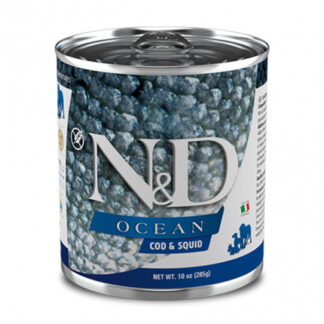 Farmina n&d delicious grain free cane ocean con merluzzo e calamari da 285 gr in lattina