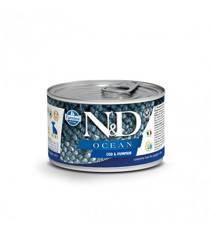 FARMINA N&D DELICIOUS GRAIN FREE CANE OCEAN PUPPY CON MERLUZZO E ZUCCA DA 140 GR IN LATTINA
