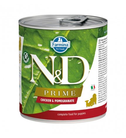 FARMINA N&D DELICIOUS GRAIN FREE CANE PRIME PUPPY CON POLLO E MELOGRANO DA 285 GR IN LATTINA