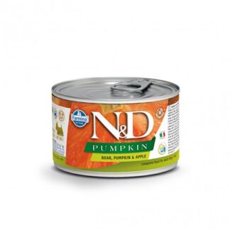 FARMINA N&D DELICIOUS GRAIN FREE CANE PUMPKIN CON CINGHIALE ZUCCA E MELA DA 140 GR IN LATTINA