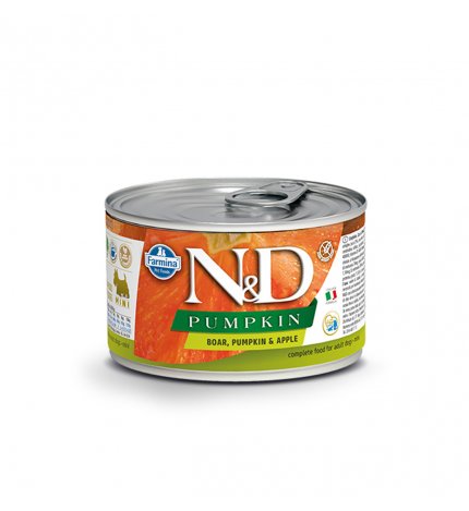 FARMINA N&D DELICIOUS GRAIN FREE CANE PUMPKIN CON CINGHIALE ZUCCA E MELA DA 140 GR IN LATTINA