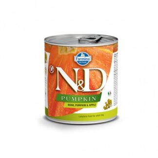 FARMINA N&D DELICIOUS GRAIN FREE CANE PUMPKIN CON CINGHIALE ZUCCA E MELA DA 285 GR IN LATTINA