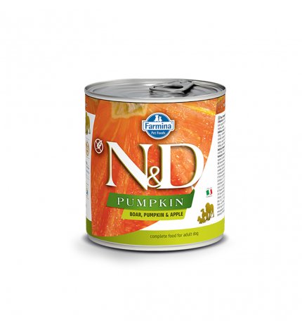 FARMINA N&D DELICIOUS GRAIN FREE CANE PUMPKIN CON CINGHIALE ZUCCA E MELA DA 285 GR IN LATTINA