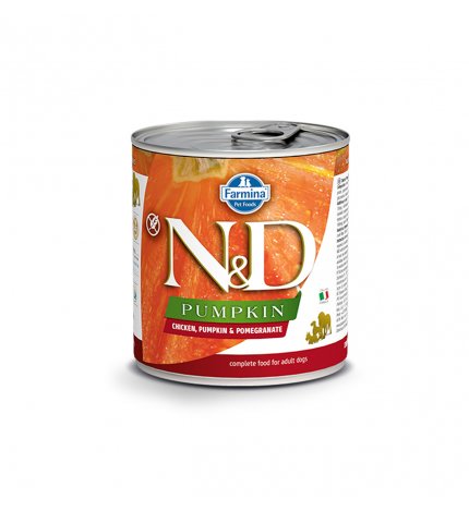 FARMINA N&D DELICIOUS GRAIN FREE CANE PUMPKIN CON POLLO ZUCCA E MELOGRANO DA 285 GR IN LATTINA