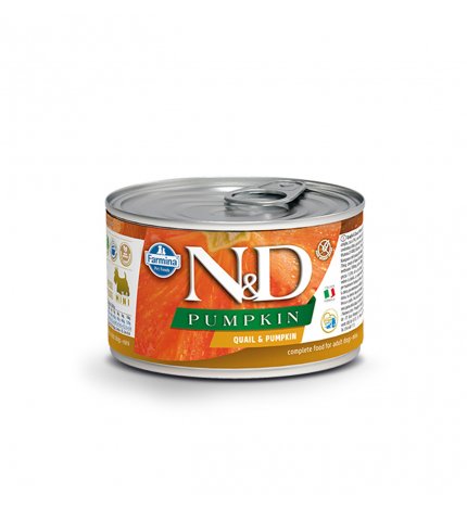 FARMINA N&D DELICIOUS GRAIN FREE CANE PUMPKIN CON QUAGLIA E ZUCCA DA 140 GR IN LATTINA