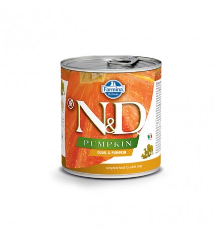 FARMINA N&D DELICIOUS GRAIN FREE CANE PUMPKIN CON QUAGLIA E ZUCCA DA 285 GR IN LATTINA