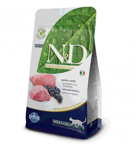 FARMINA N&D DELICIOUS GRAIN FREE GATTO ADULT CON AGNELLO MIRTILLO DA 1,5 KG