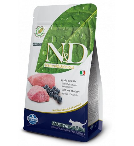 FARMINA N&D DELICIOUS GRAIN FREE GATTO ADULT CON AGNELLO MIRTILLO DA 5 KG