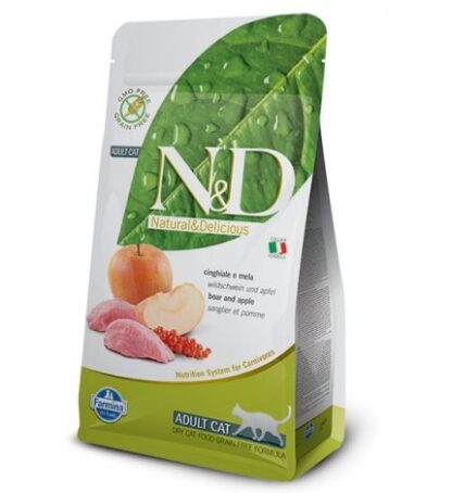 FARMINA N&D DELICIOUS GRAIN FREE GATTO ADULT CON CINGHIALE MELA DA 5 KG