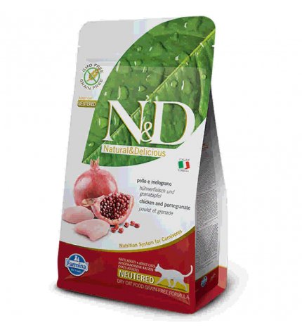 FARMINA N&D DELICIOUS GRAIN FREE GATTO ADULT NEUTERED CON POLLO MELOGRANO DA 1,5 KG
