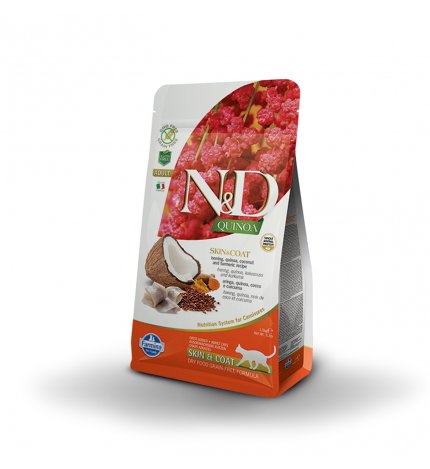 FARMINA N&D DELICIOUS GRAIN FREE GATTO ADULT SKIN & COAT ALLA QUINOA E ARINGHE DA 1,5 KG