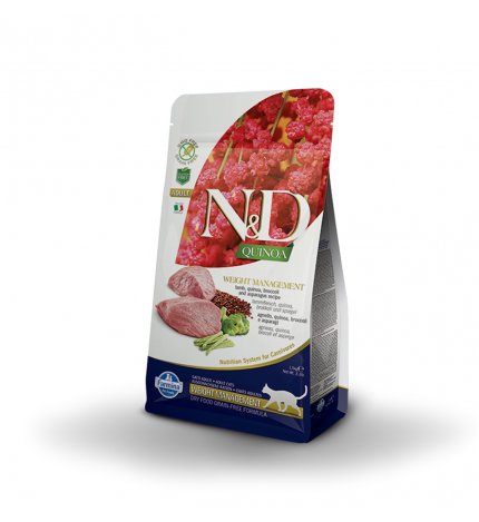 FARMINA N&D DELICIOUS GRAIN FREE GATTO ADULT WEIGHT MANAGEMENT ALLA QUINOA E AGNELLO DA 300 GR