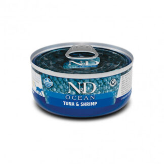 Farmina n&d delicious grain free gatto ocean con tonno gamberetti da 70 gr in lattina