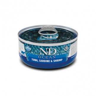 Farmina n&d delicious grain free gatto ocean con tonno sardine e gamberetti da 70 gr in lattina