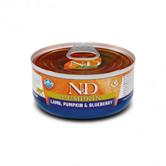 Farmina n&d delicious grain free gatto pumpkin con agnello zucca e mirtillo da 70 gr in lattina