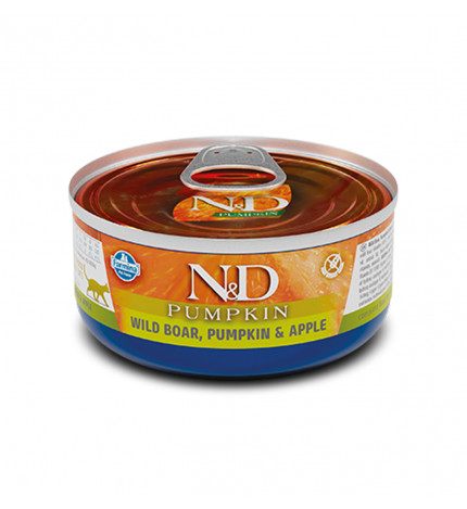 Farmina n&d delicious grain free gatto pumpkin con cinghiale zucca mela da 70 gr in lattina