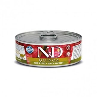 FARMINA N&D DELICIOUS GRAIN FREE GATTO QUINOA SKIN & COAT CON ANATRA DA 80 GR IN LATTINA