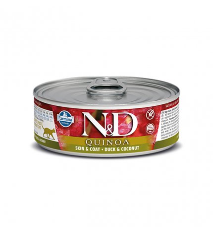 FARMINA N&D DELICIOUS GRAIN FREE GATTO QUINOA SKIN & COAT CON ANATRA DA 80 GR IN LATTINA