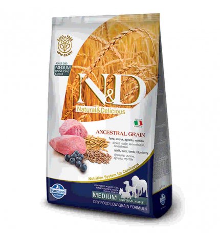 FARMINA N&D DELICIOUS LOW GRAIN CANE ADULT MEDIUM & MAXI CON AGNELLO MIRTILLO DA 2,5 KG
