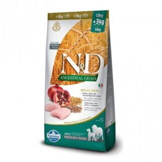 FARMINA N&D DELICIOUS LOW GRAIN CANE ADULT MEDIUM & MAXI CON POLLO DA 15 KG