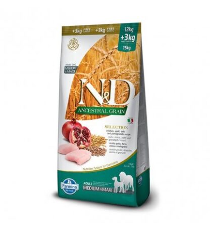 FARMINA N&D DELICIOUS LOW GRAIN CANE ADULT MEDIUM & MAXI CON POLLO DA 15 KG