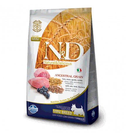 FARMINA N&D DELICIOUS LOW GRAIN CANE ADULT MINI CON AGNELLO MIRTILLO DA 800 GR