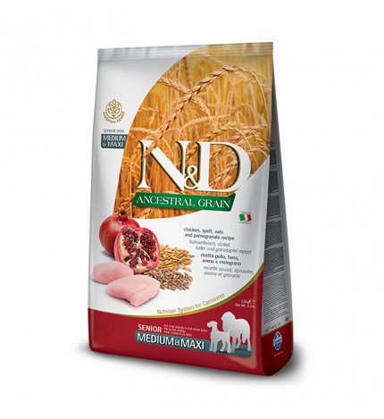 FARMINA N&D DELICIOUS LOW GRAIN CANE SENIOR MEDIUM & MAXI CON POLLO E MELOGRANO DA 2,5 KG
