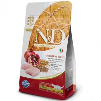 FARMINA N&D DELICIOUS LOW GRAIN GATTO ADULT NEUTERED CON POLLO MELOGRANO DA 300 GR