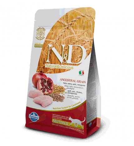 FARMINA N&D DELICIOUS LOW GRAIN GATTO ADULT NEUTERED CON POLLO MELOGRANO DA 300 GR