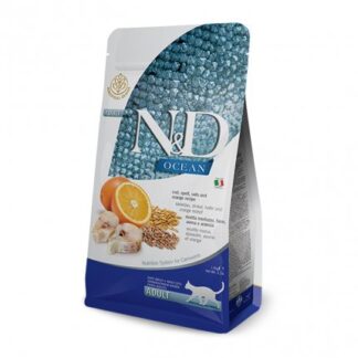 FARMINA N&D DELICIOUS LOW GRAIN GATTO ADULT OCEAN CON ARANCIA MERLUZZO FARRO AVENA DA 5 KG