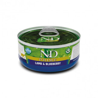 Farmina n&d deliciuos grain free gatto prime con agnello e mirtilli da 70 gr in lattina